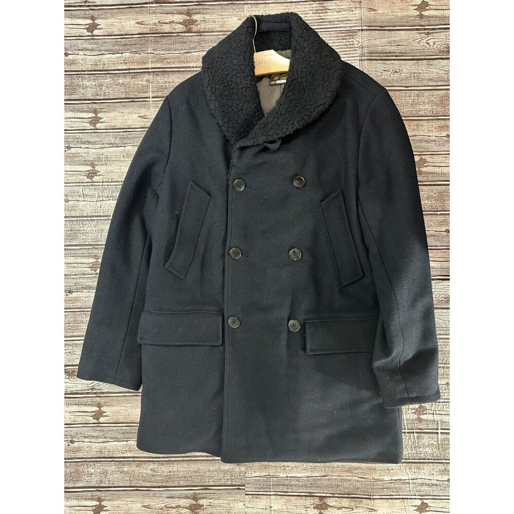 Wallace and Barnes Thinsulate Faux Shearling Trimmed Wool Peacoat sz 42 black